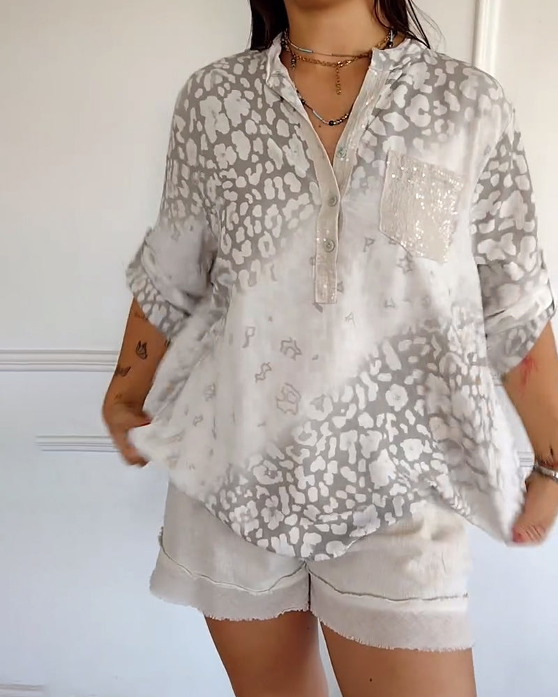 Myla | Blouse Casual Stand-Up Collar Printed