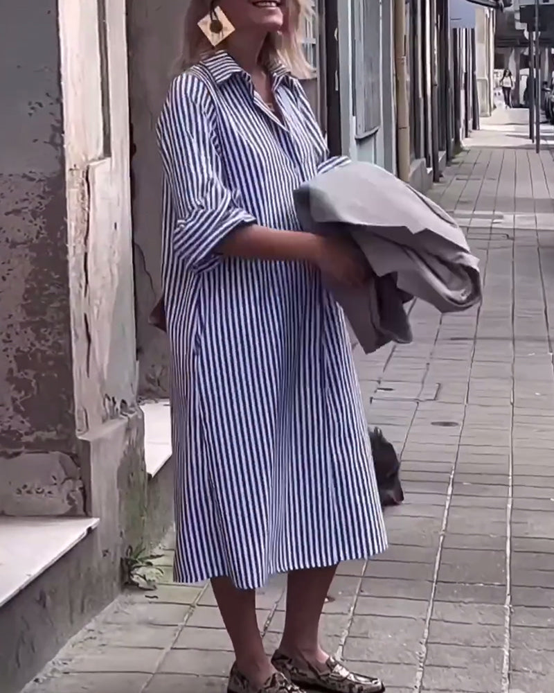 Myla | Striped Dress with Flap Pocket