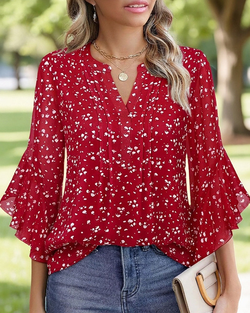 Myla | Blouse with Polka Dot Pattern and Ruffles