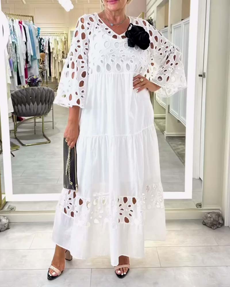 Myla | Dress Elegant Single-Color Lace Hole