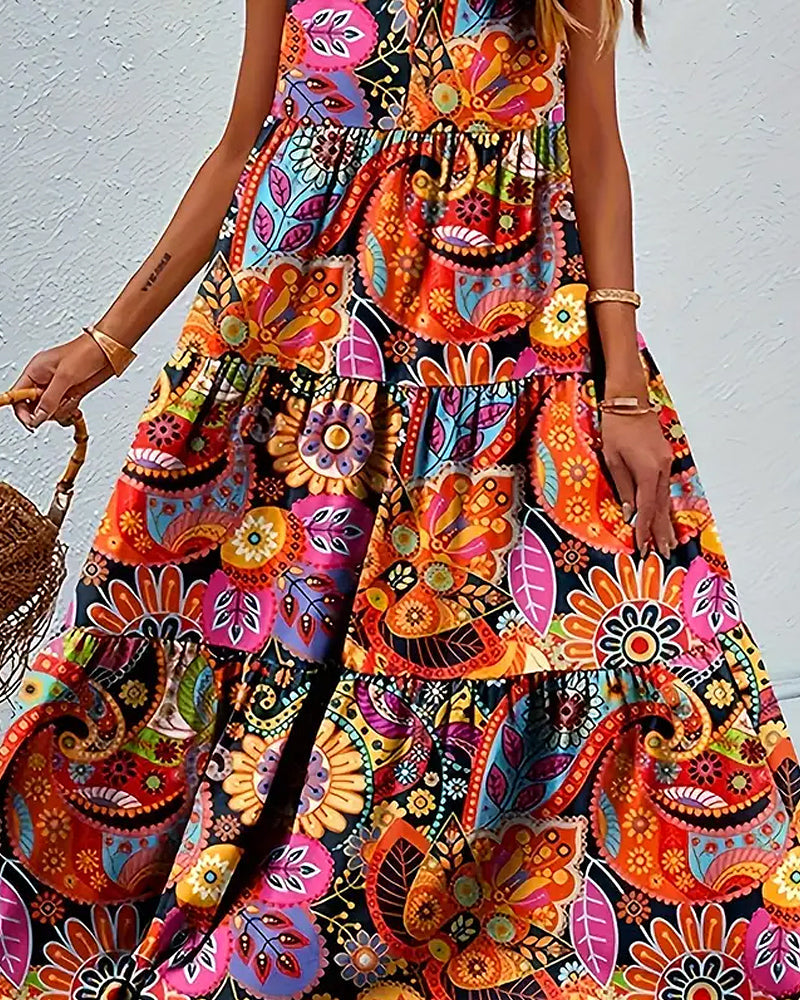 Myla | Sleeveless, Loose, Long Dress with Print