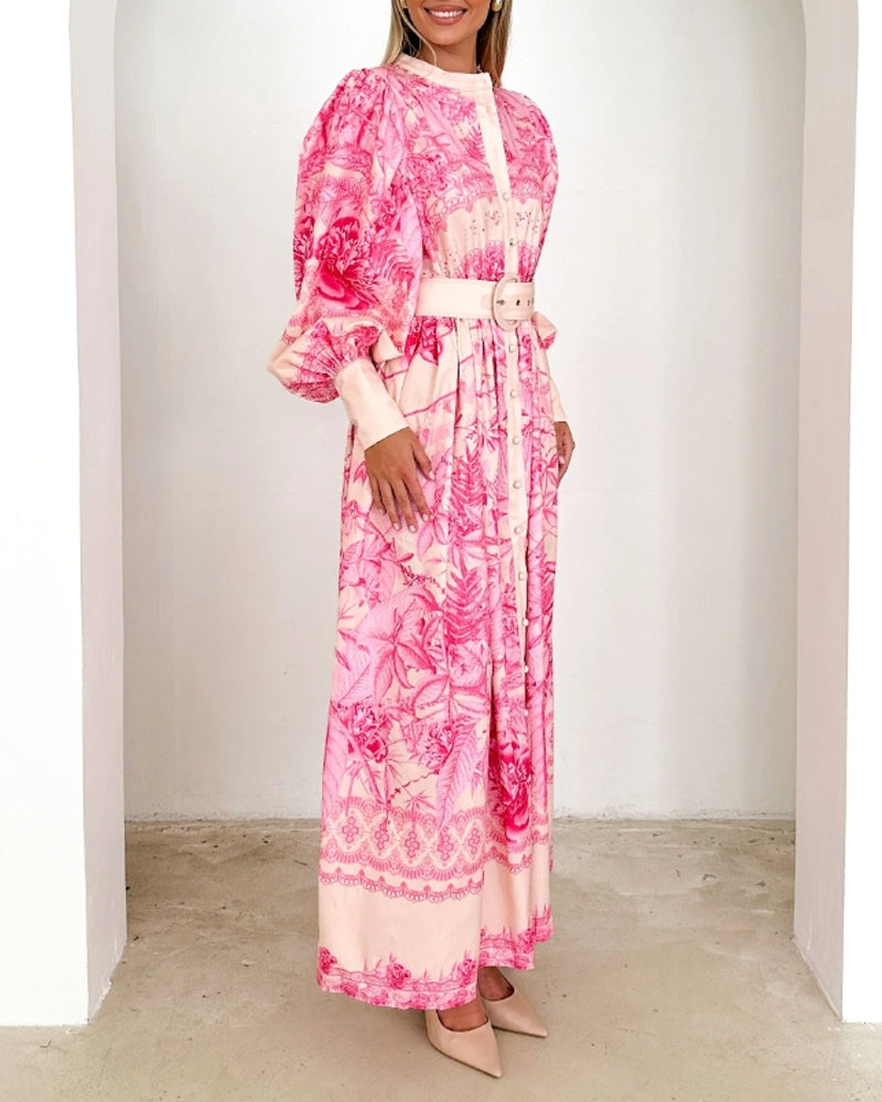 Myla | Dress with Button Placket and Lantern Sleeves