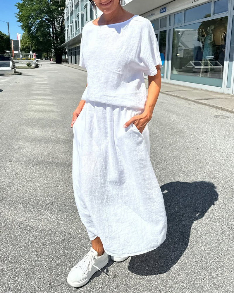 Myla | Set Solid Color Cotton and Linen Casual