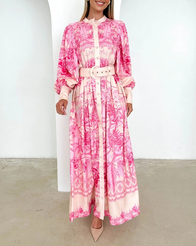 Myla | Dress with Button Placket and Lantern Sleeves