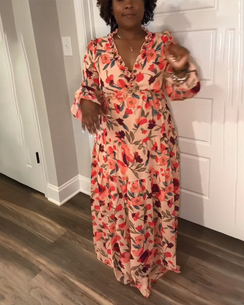 Myla | V-Neck Dress Long Sleeves Floral Pattern