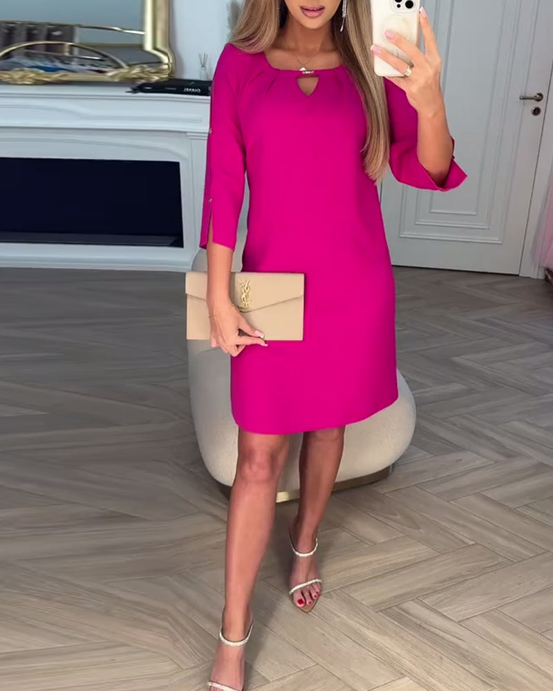 Myla | Dress Elegant Solid Hollow Straight