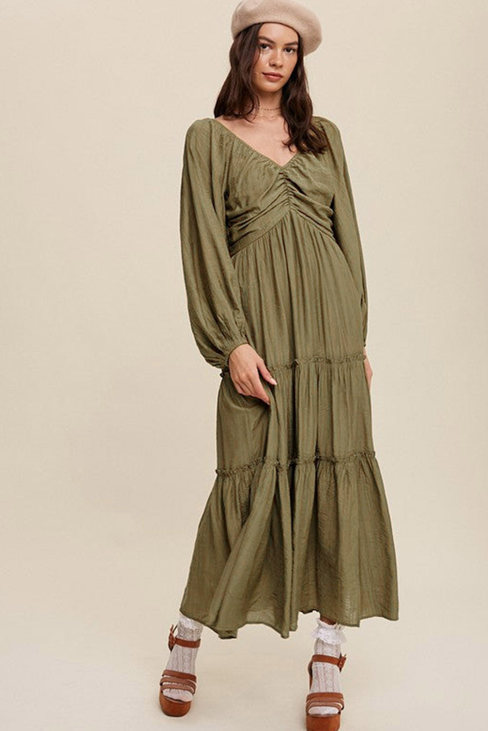 Myla | V-Neck Maxi Dress with Bow, Cut-Out & Fringes for Women