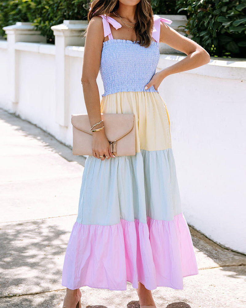 Myla | Dress with Contrast Inserts and Straps