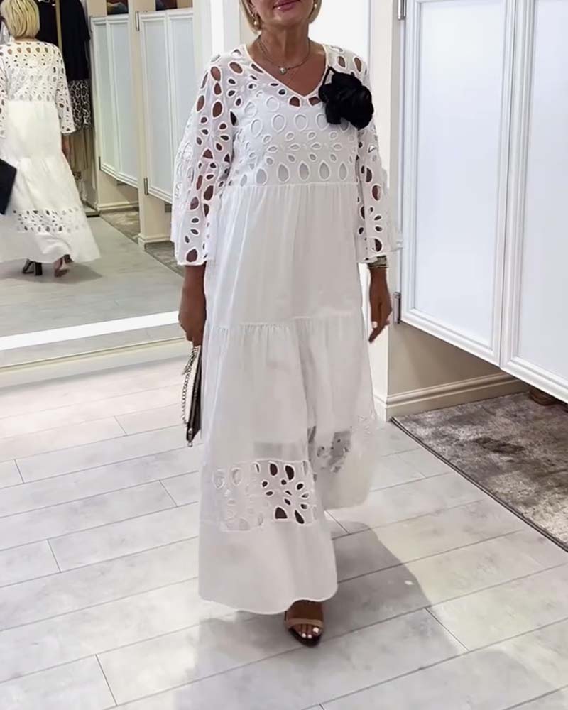 Myla | Dress Elegant Single-Color Lace Hole
