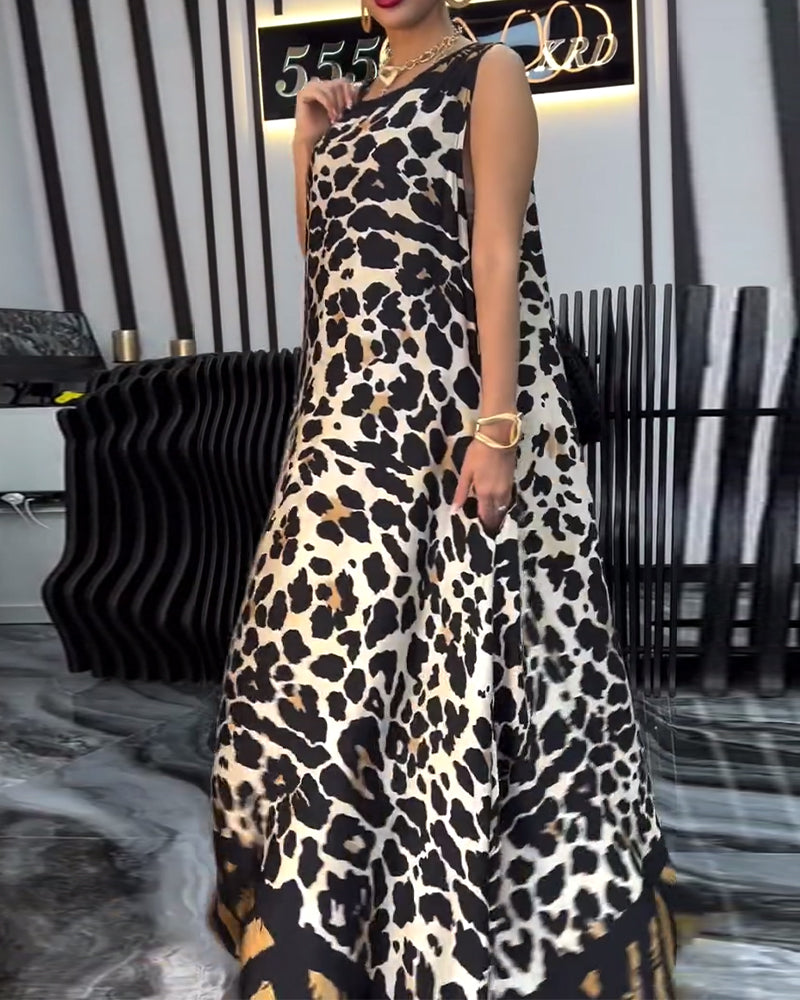Myla | Dress Elegant Sleeveless Leopard Print