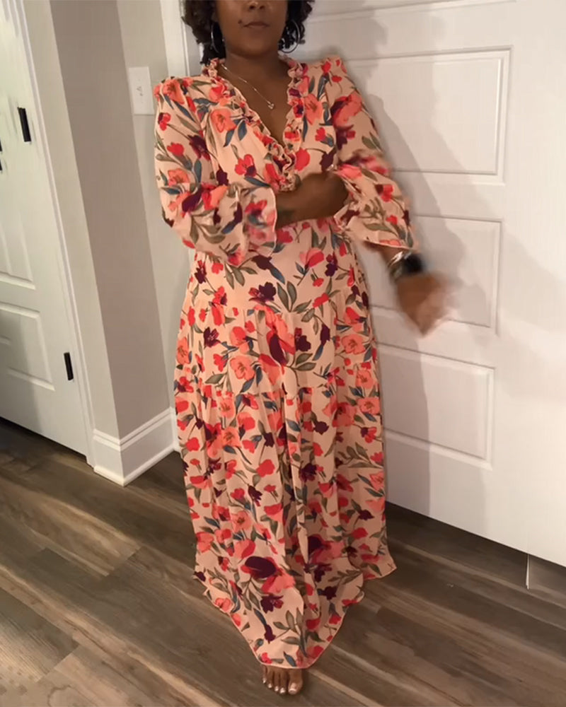 Myla | V-Neck Dress Long Sleeves Floral Pattern