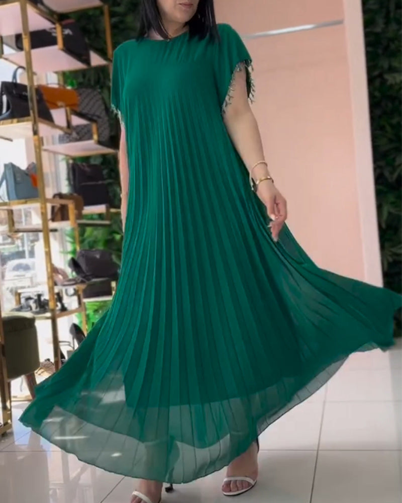 Myla | Dress with Short Sleeves and Pleats