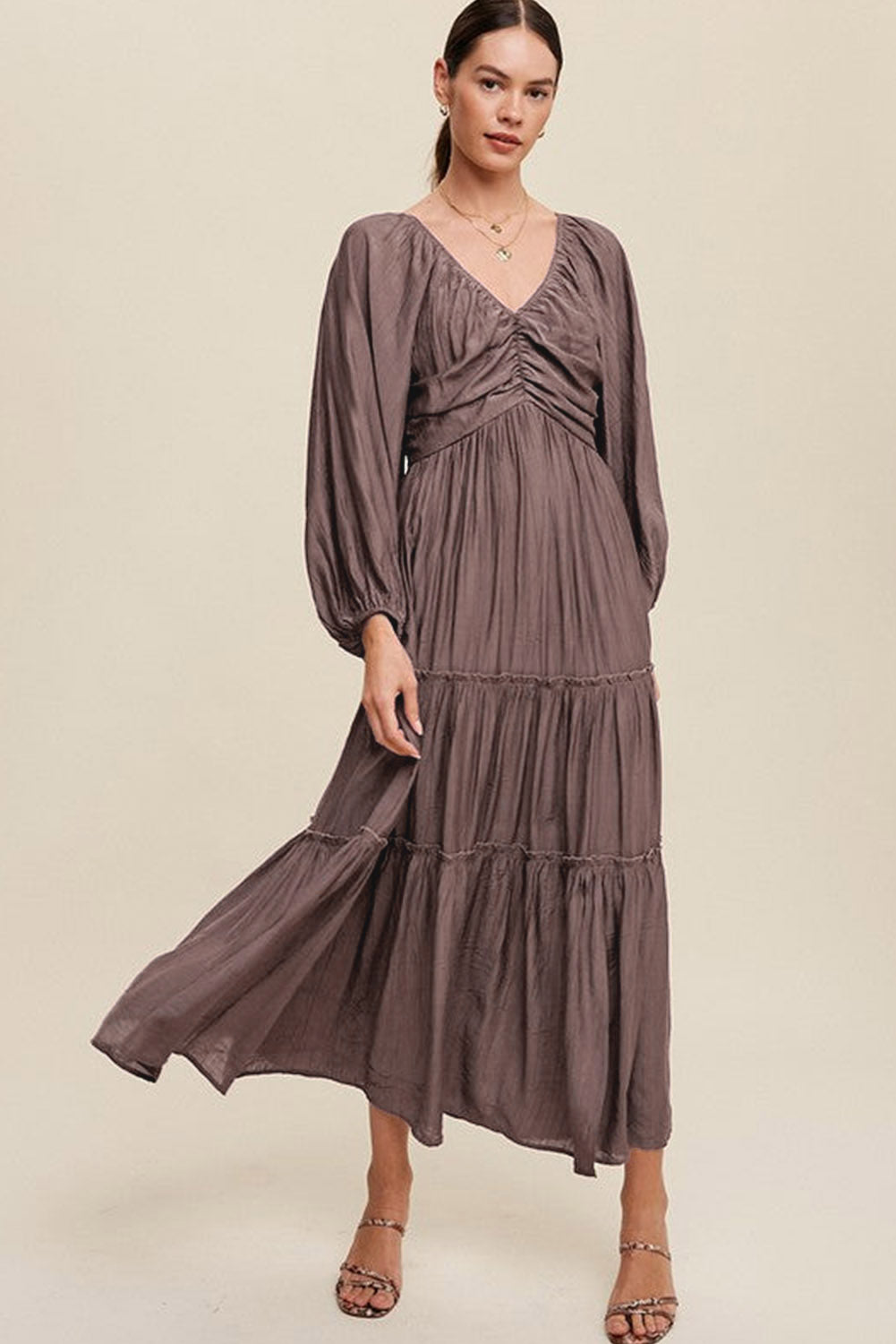 Myla | V-Neck Maxi Dress with Bow, Cut-Out & Fringes for Women