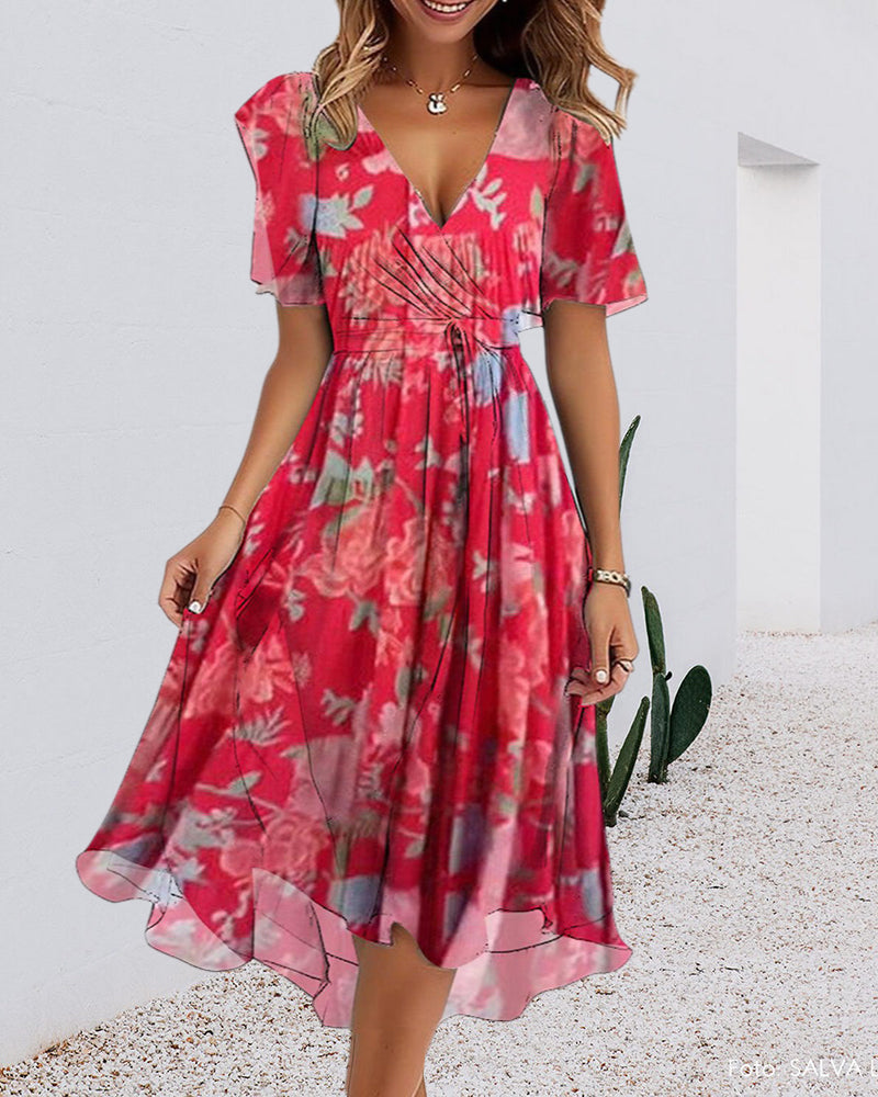 Myla | Pleated Floral Dress for Women Made of Lace