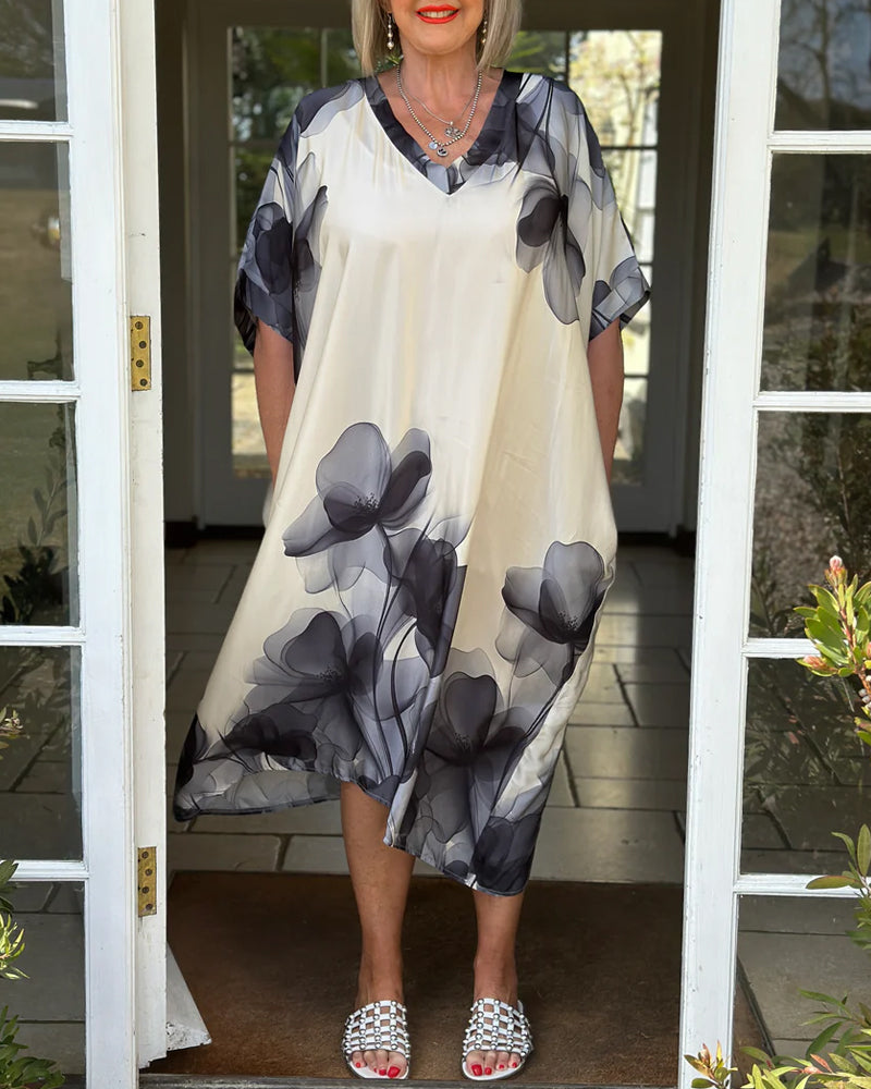 Myla | Dress V-Neck Loose Batwing Sleeves Floral
