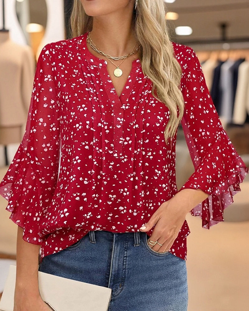 Myla | Blouse with Polka Dot Pattern and Ruffles