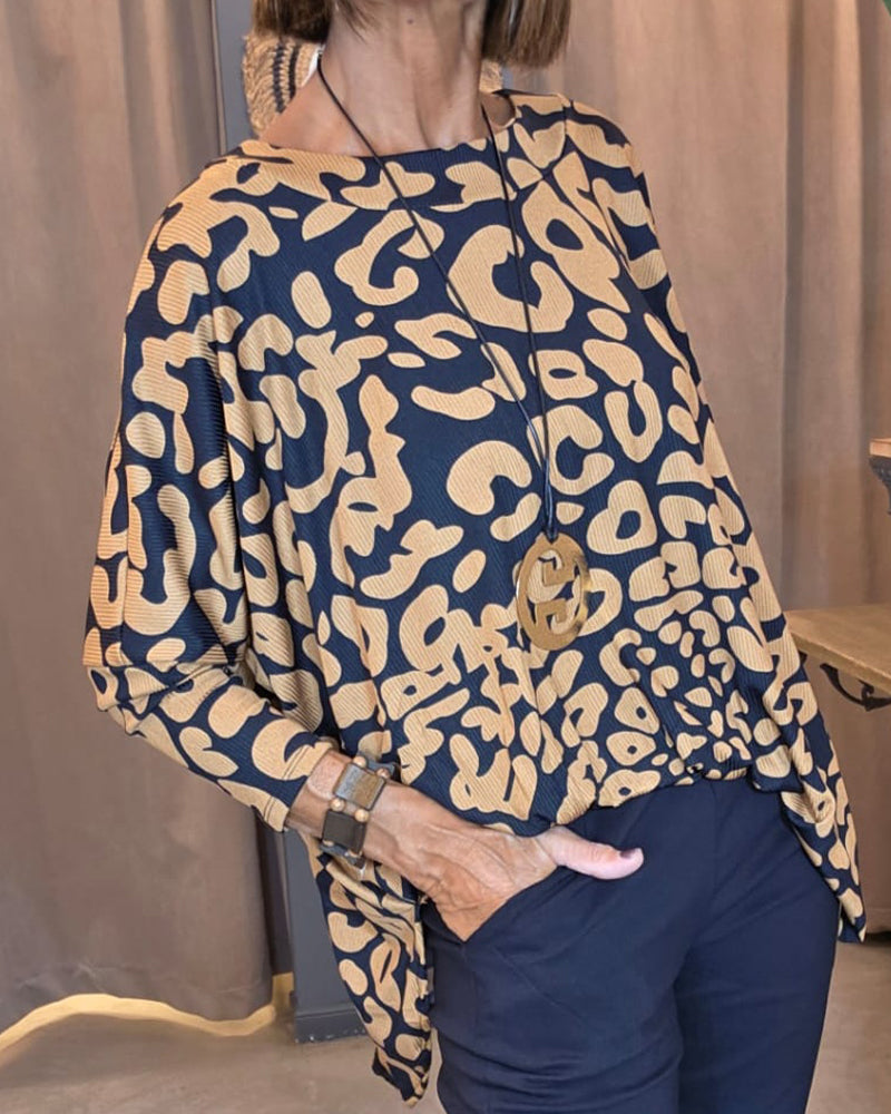 Myla | Blouse Round Neck Batwing Sleeve Print