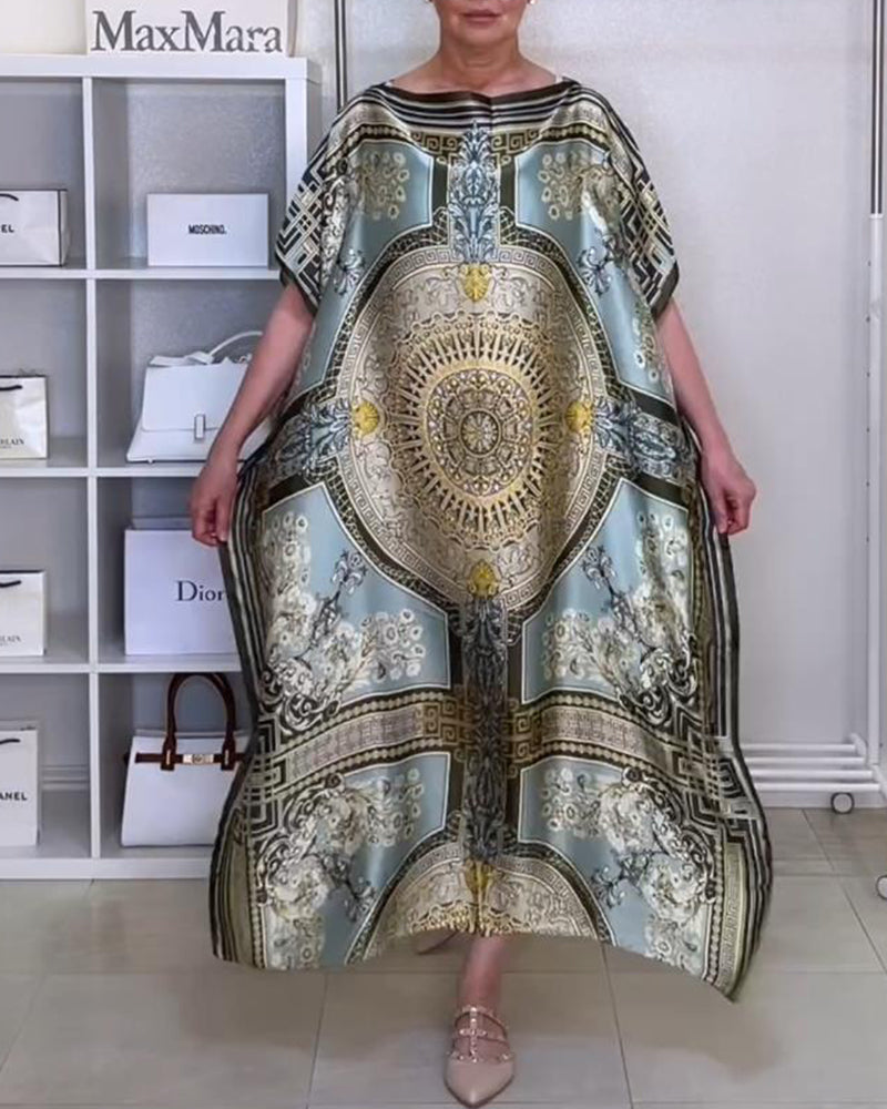 Myla | Loose Boho Dress with Slit and Print