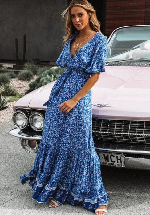 Myla | Boho Dress with V-Neck and Belt for Women