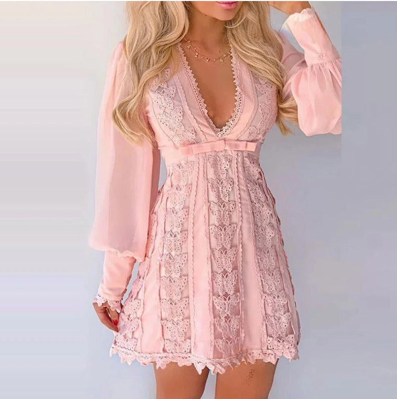 Myla | V-Neck Lace Dress with Butterfly Sleeves for Women