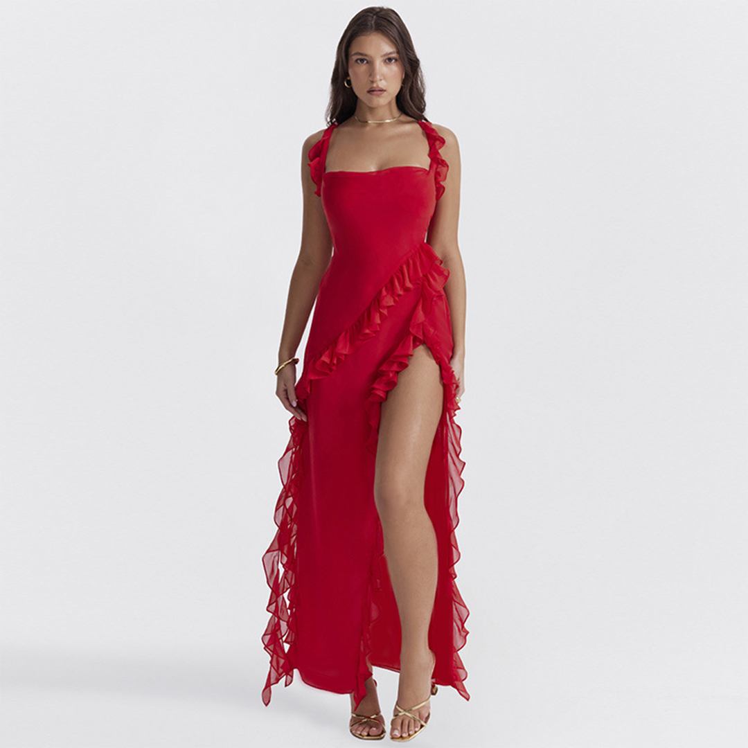 Myla | Summer Ruffle Maxi Dress with Slit