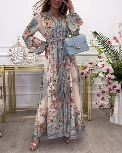 Myla | Long Dress with Buttoned Floral Print