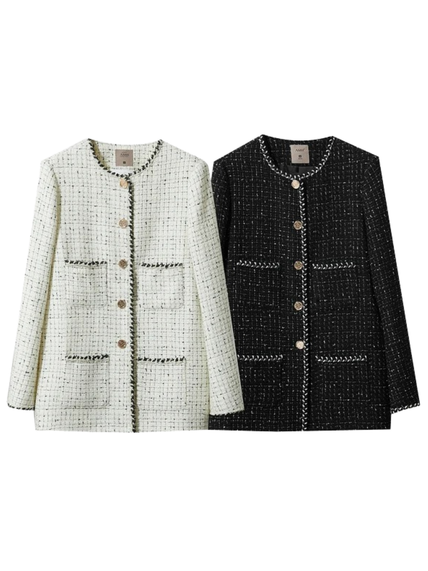 Tweed Woolen Jacket with Webbing Details