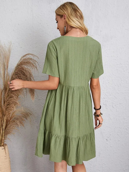 Myla | Ruffle V-Neck Mini Dress with Short Sleeves