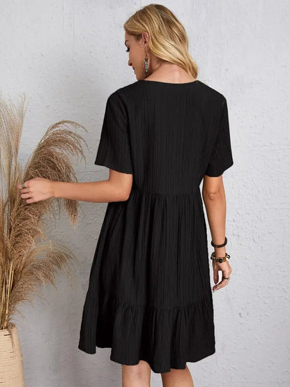Myla | Ruffle V-Neck Mini Dress with Short Sleeves