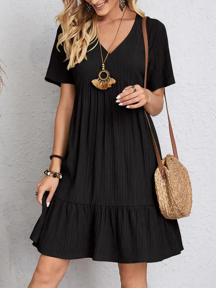 Myla | Ruffle V-Neck Mini Dress with Short Sleeves