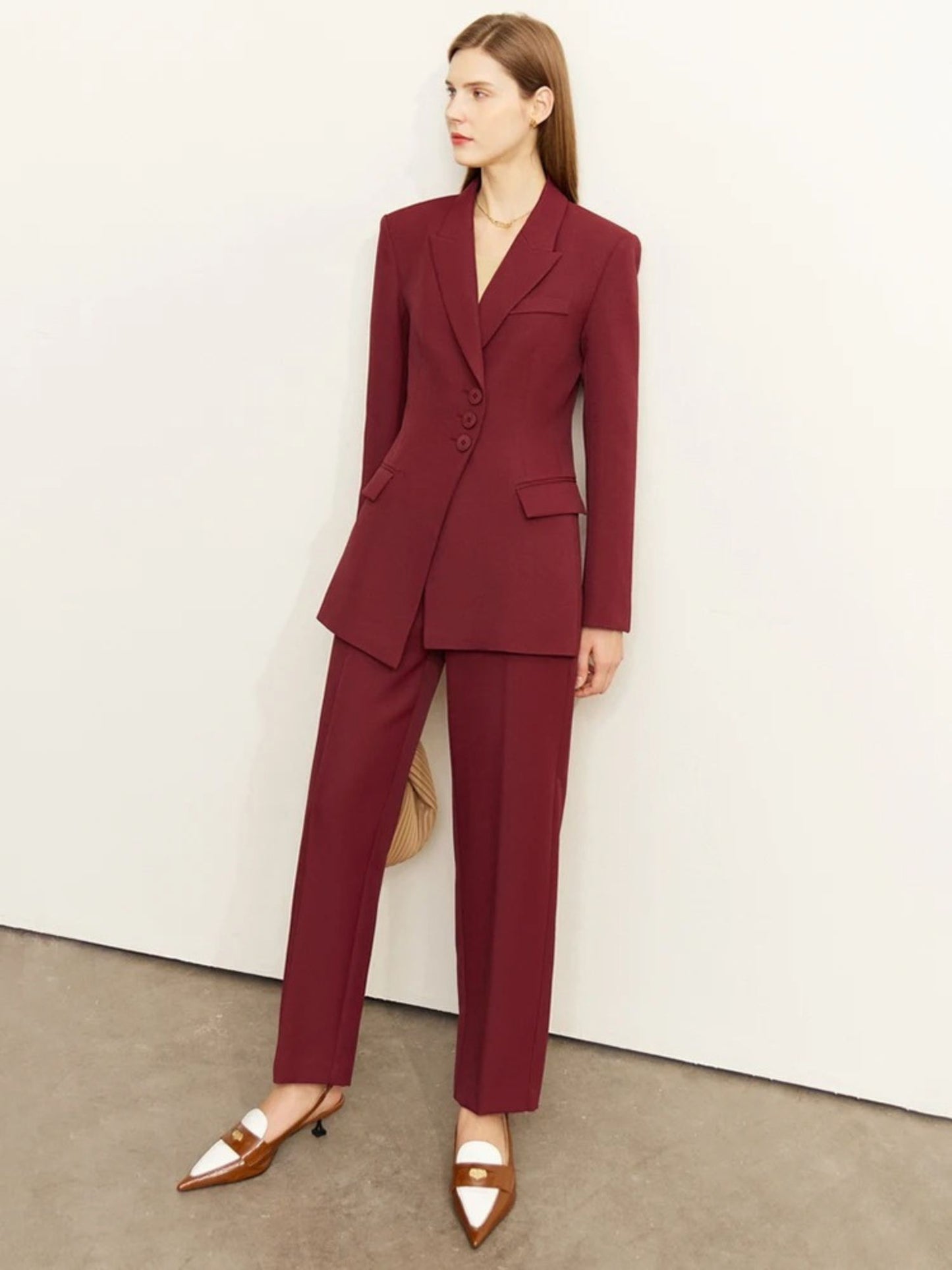 Minimalist Blazer and High-Waist Tapered Trousers Set