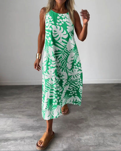 Myla | Casual, Sleeveless Dress with Leaf Pattern