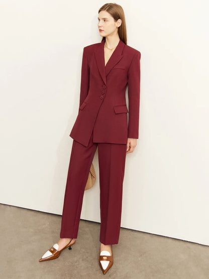 Minimalist Blazer and High-Waist Tapered Pants Set