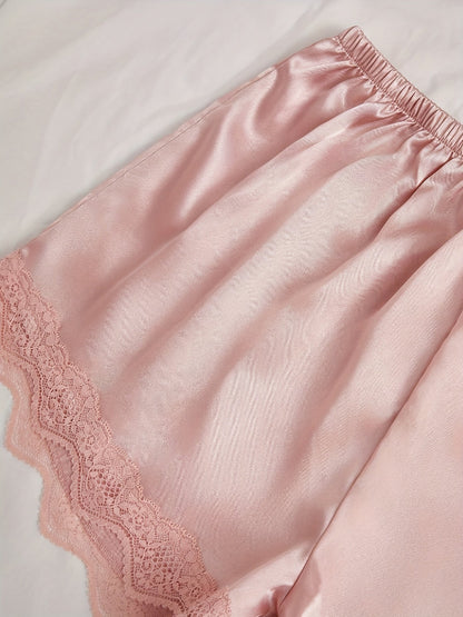 Myla | Elegant Satin 4-Piece Pajama Set with Lace Trim for Women Perfect for Every Day
