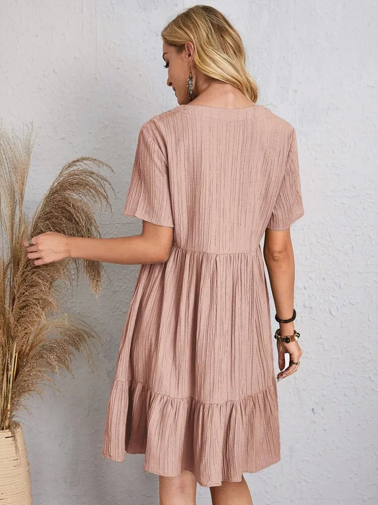 Myla | Ruffle V-Neck Mini Dress with Short Sleeves
