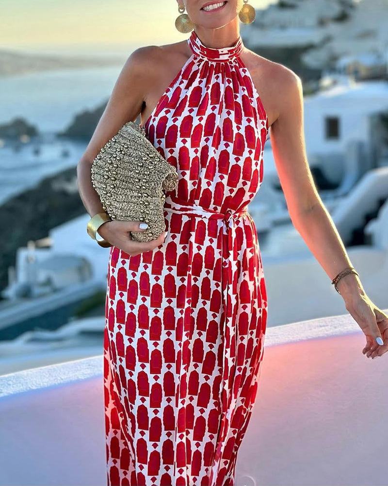 Myla | Dress Halter Beach Vacation Print