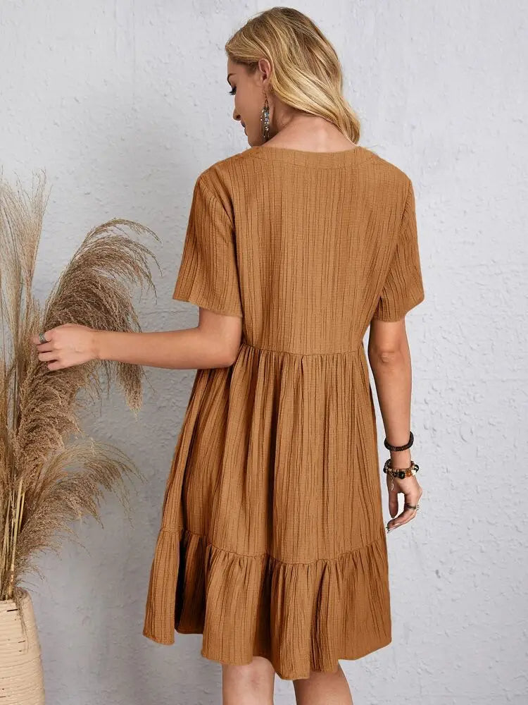 Myla | Ruffle V-Neck Mini Dress with Short Sleeves