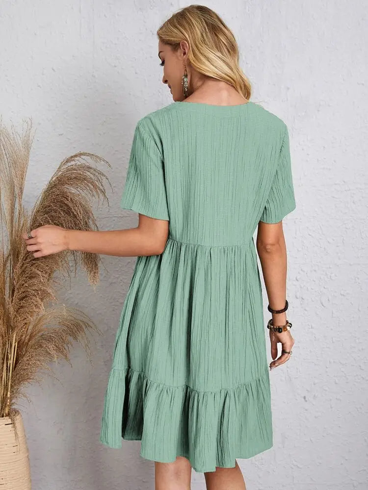 Myla | Ruffle V-Neck Mini Dress with Short Sleeves