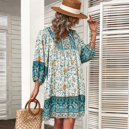 Myla | Theres Short Dress Boho Unique Print Ideal for Spring / Summer