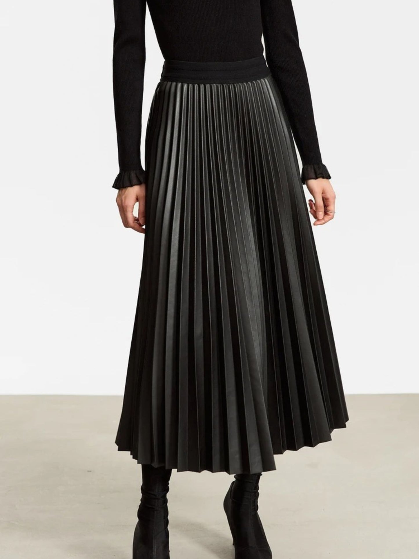 Pleated Leather Skirt