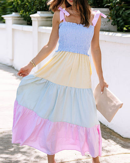 Myla | Dress with Contrast Inserts and Straps