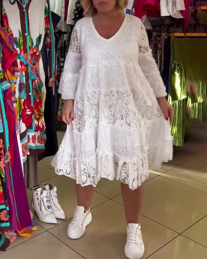 Myla | Solid Color, Loose, Hollow Lace Dress