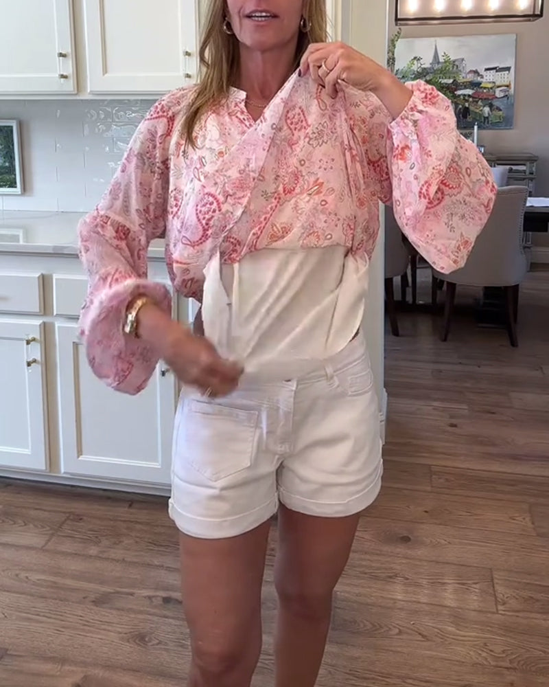 Myla | Blouse with Balloon Sleeves and Floral Pattern
