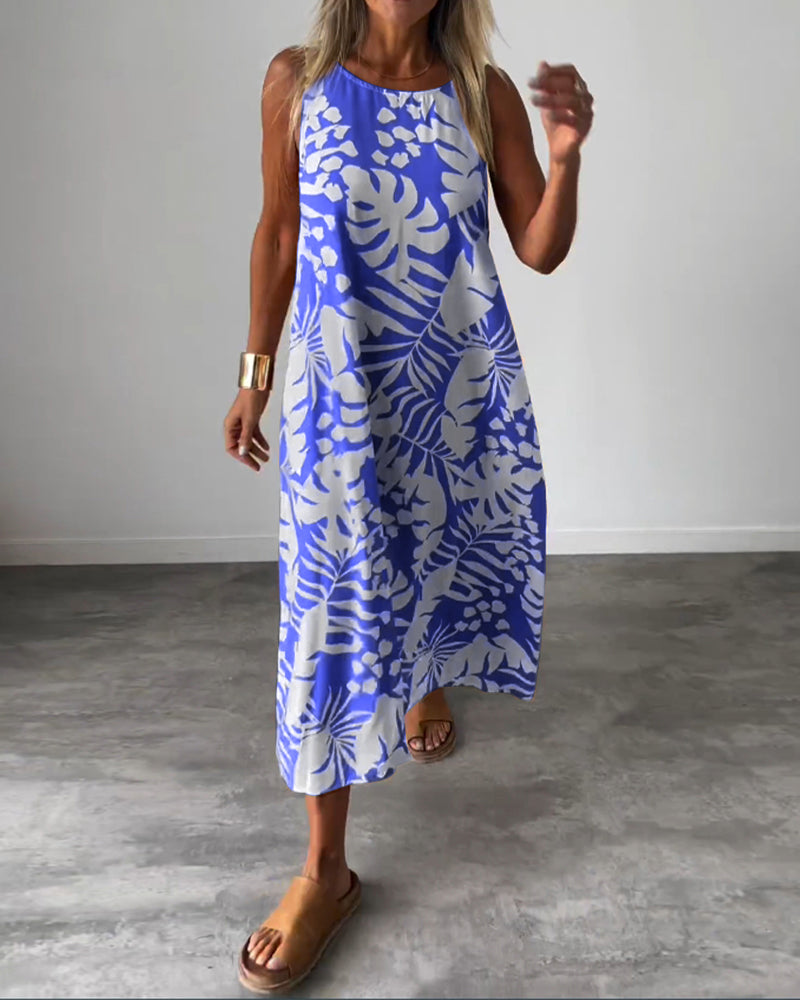Myla | Casual, Sleeveless Dress with Leaf Pattern