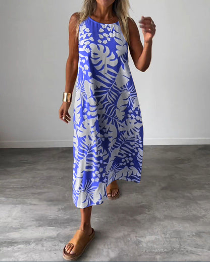 Myla | Casual, Sleeveless Dress with Leaf Pattern