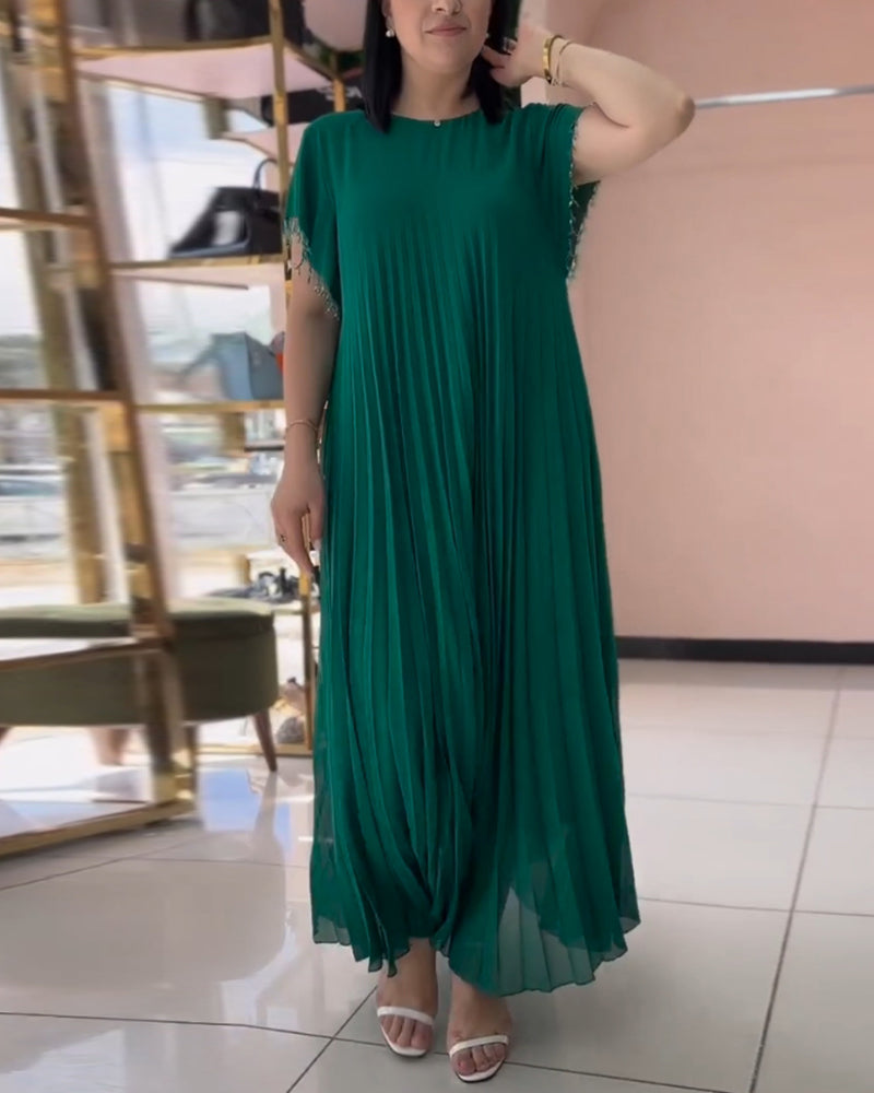 Myla | Dress with Short Sleeves and Pleats