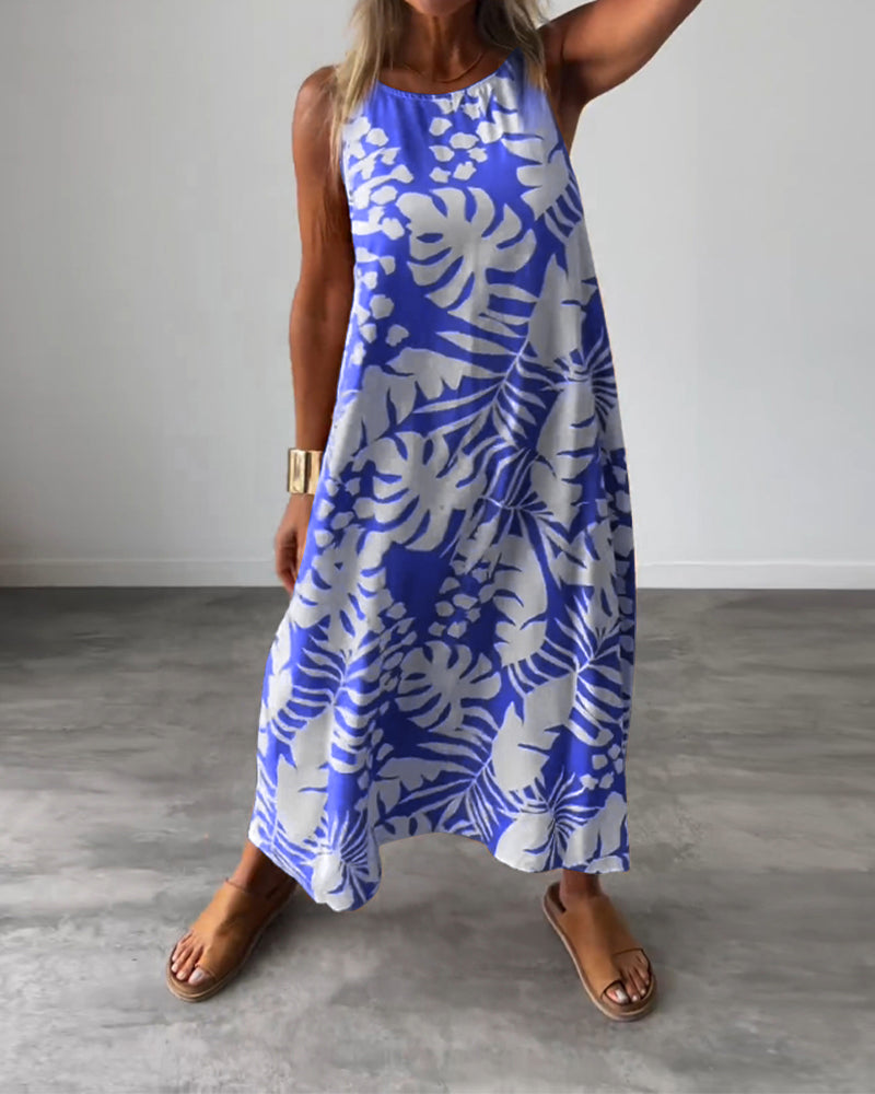 Myla | Casual, Sleeveless Dress with Leaf Pattern