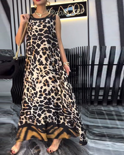 Myla | Dress Elegant Sleeveless Leopard Print