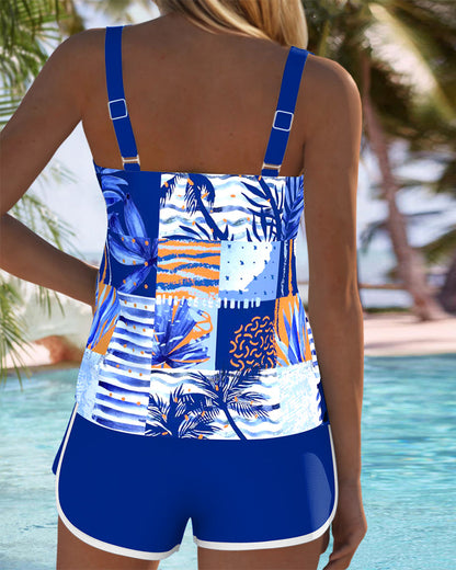 Myla | Tankini Two-Piece Boxer with Coconut Palm Print