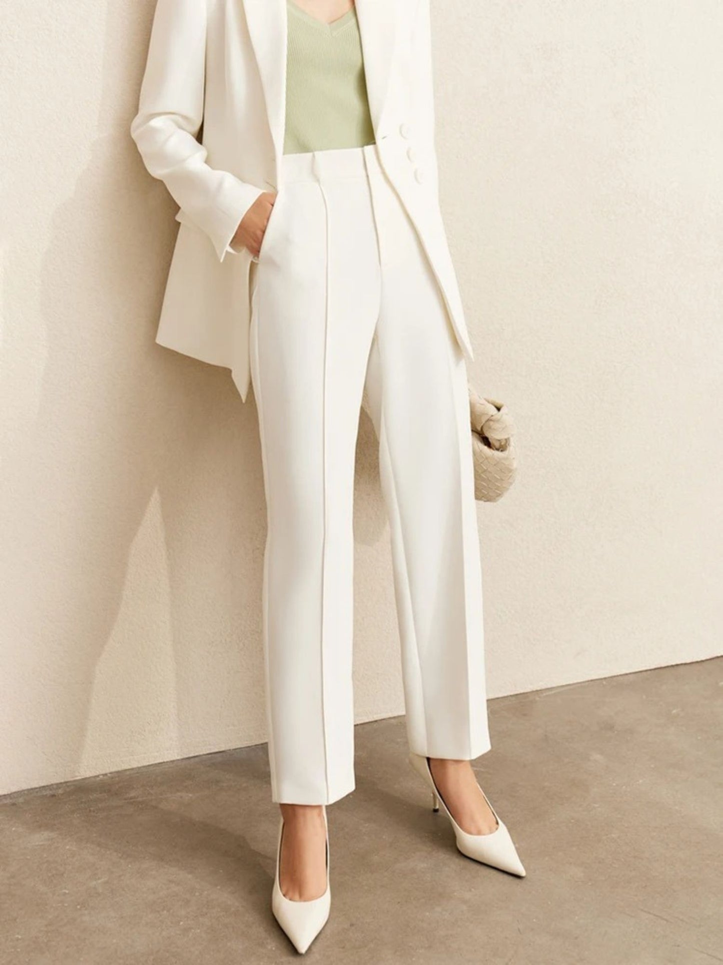 Minimalist Blazer and High-Waist Tapered Trousers Set